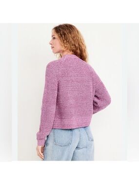 Old Navy purple meadowlark Shaker-Stitch Sweater mock neck size XXL cotton